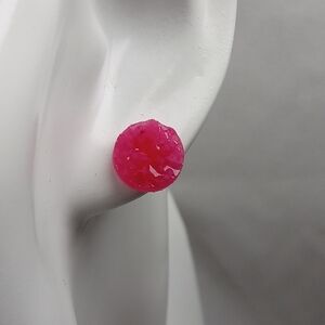 Pink Druzy Stud Earrings